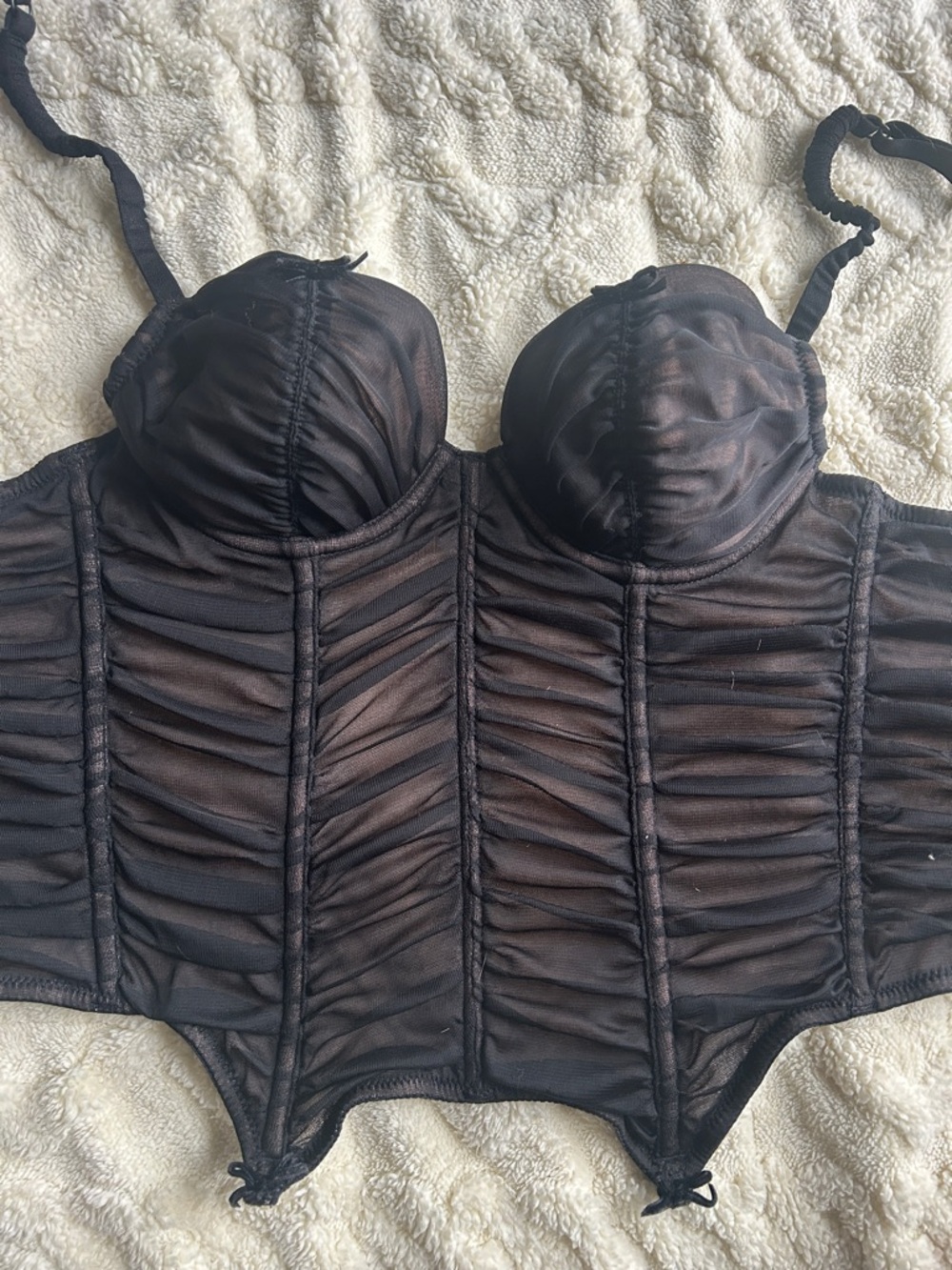 Victoria's Secret Black Ruched Longline Bustier